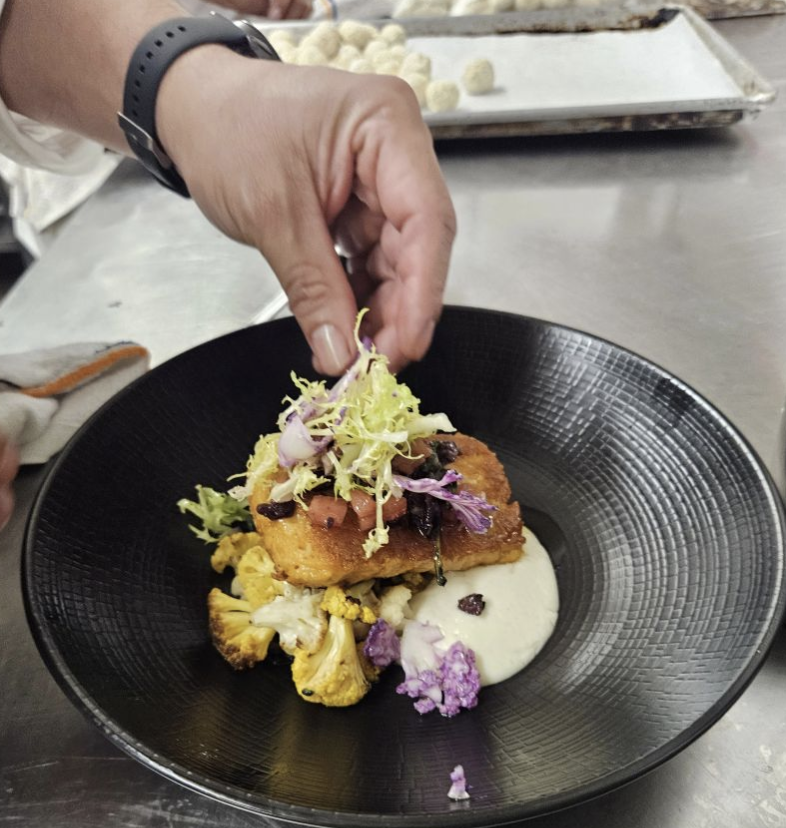 Styled plate of plant-based salmon